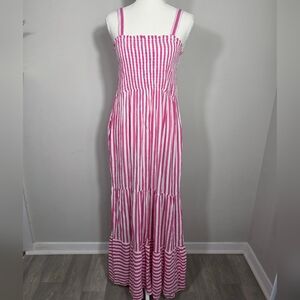 Raviya Pink Striped Maxi Dress Size M NWT Smocked Summer Sundress With Pockets